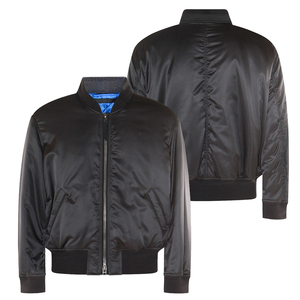 Veste en satin pour homme de bonne qualité, couleur noire, poignets élastiques, coupe ajustée, unie, veste varsity en satin pour femme - Product Image 4