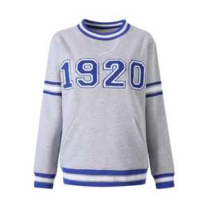 Sudadera Gris con Cuello Redondo Zeta Phi Beta 1920, Bordado Chenille, Ropa de la Hermandad Griega, Sudadera Unisex de Algodón Premium - Product Image 1