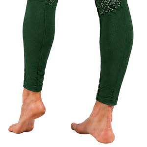 Leggings de equitación para mujer verde oscuro, de cintura alta, elásticos, con agarre completo de silicona, pantalones de competición para montar a caballo - Product Image 3