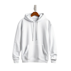 เสื้อฮู้ดดี้ผู้ชายสีขาวล้วน ผ้าเฟรนช์เทอร์รี่ 100% คอตตอน แขนยาว มีกระเป๋าหน้า พร้อมเชือกผูก เหมาะสำหรับฤดูใบไม้ผลิ - Product Image 1