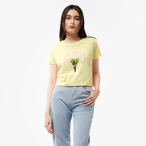 Camiseta Corta Casual de Manga Corta para Mujer, Cuello Redondo, Primavera, Top Corto de Punto con Logo - Product Image 1