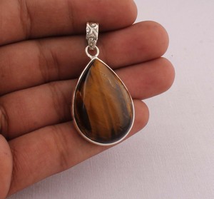 Handmade Tiger Eye Pendant 925 Sterling <b>Silver</b> Vintage Bohemian Style Chatoyant Stone Necklace Fine Jewelry Supplier Custom - Product Image 1