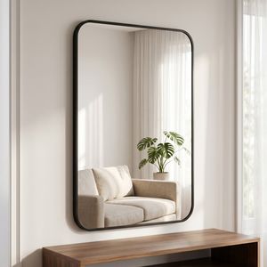 Specchio LED Rettangolare Nero 32x40 Pollici per Bagno, Camera da Letto e Soggiorno - Product Image 1