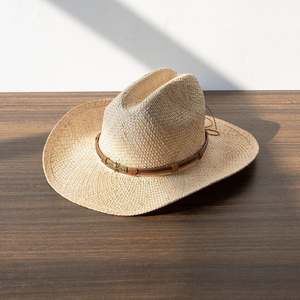 Chapeau Fedora en paille naturelle personnalisé, fait main, pour l'été, de haute qualité, durable, léger, couleur et logo personnalisables, pour hommes et femmes - Product Image 1