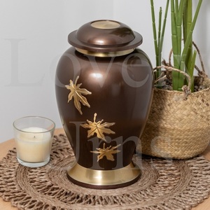 Urna para Cremación con Diseño de Hojas Caídas, Tamaño Mediano para Adultos, Recuerdo Conmemorativo, Contenedor para Cenizas, Diseño Decorativo Inspirado en la Naturaleza - Product Image 3