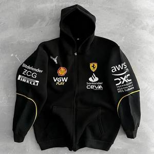 Veste de moto vintage d'hiver F1 pour hommes |   Style de course automobile personnalisé |   Sweat à capuche Ford Style Motorsport en polyester/coton - Product Image 4