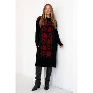 Vestido Navideño Bordado Ucraniano, Vestido Bordado Cálido, Vestido de Invierno Negro y Rojo, Regalo para Mujeres Ucranianas, Vyshyvanka Ucrania - Product Image 2