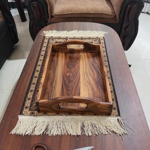 Bandeja Rectangular de Madera de Sheesham Hecha a Mano REHMAN CRAFT, Bandeja de Servicio de Lujo con Función de Almacenamiento, Plato para Comida, Diseño Moderno - Product Image 1