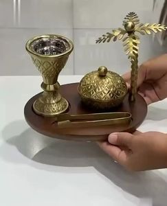 Trending Design Brass and Stainless Steel Gold Color Customized Shape Bakhoor and Incense <b>Burner</b> Bowl with Finest Quality - Product Image 2