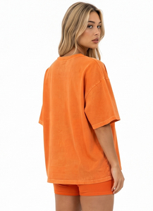 Wholesale Custom V-Neck T-Shirt Vintage Washed Drop Shoulder Tee Ladies Street Style Boxy Tee Shirt Cotton Polyester Gym T-<b>Top</b> - Product Image 3
