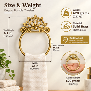 Vintage Filigree Crown Gold Brass <b>Towel</b> Ring Ornate Wall Mount <b>Hand</b> <b>Towel</b> Holder Royal Antique Style Bathroom Hardware Rack - Product Image 5