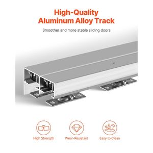 Kit de Herrajes para Puertas Correderas de 1.5 m, de Alta Resistencia, de Aleación de Aluminio, Juego de 2 Herrajes para Puertas de Armario - Product Image 3