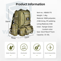 Sac à dos tactique Molle en polyester 900D de 40L, fabriqué en Indonésie, pour la randonnée, la chasse et les activités sportives de plein air