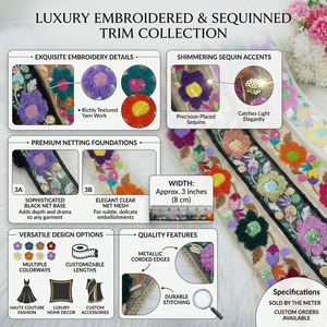 Premium Floral Sequins Embroidery <b>Lace</b> for Bridal Wear & Shoes Eco-Friendly Vintage Textile Decoration Multicolor Bulk Supply - Product Image 6