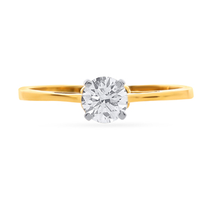 Bague de fiançailles solitaire en or jaune 18 carats de luxe avec diamant rond brillant pour femme, bague de mariage classique à 4 griffes, bijoux fins - Product Image 3