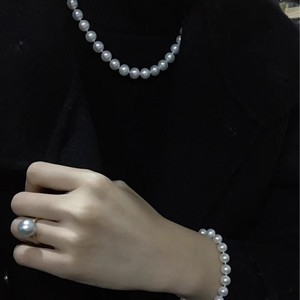 Collar de Perlas de Agua Dulce Naturales de Zhuji, 8-9 mm, Casi Circulares, con Gran Brillo y Pequeñas Imperfecciones, Cadena Madre Libre de Núcleos - Product Image 2