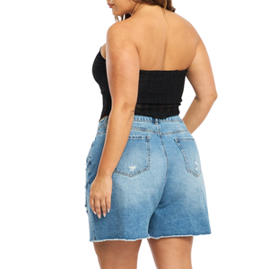 Shorts Vaqueros Casuales de Verano para Mujer, Tallas Grandes, Cintura Media, Transpirables, Lavados, Tela al por Mayor, Muestra Gratis, Mejor Calidad - Product Image 5