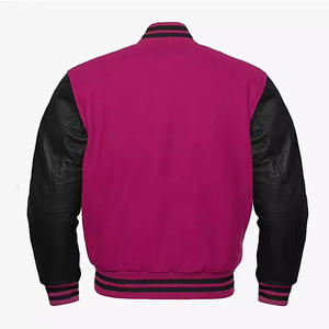 Chaqueta Universitaria Varsity para Hombre, Estilo Béisbol, Cuerpo de Lana con Mangas de Cuero, Logotipo Frontal - Product Image 2