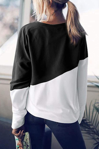 เสื้อสเวตเชิ้ตผู้หญิง แขนทรงปีกค้างคาว คอทรงโอ ผ้าถัก สไตล์ลำลอง มีกระเป๋า ดีไซน์ไม่สมมาตร สไตล์ฤดูใบไม้ร่วง ทรงโอเวอร์ไซส์ ปักลาย - Product Image 4