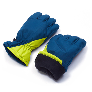 Ski <b>Gloves</b> Full Finger Blue Lime Green Polyester <b>Thermal</b> Insulated Drawstring Closure Unisex Winter Outdoor Activity - Product Image 6