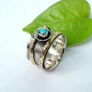 Wholesale Natural <b>Turquoise</b> 925 Sterling Silver Handmade Gemstone Meditation Fidget <b>Ring</b> for Wedding & Party Occasions Unisex - Product Image 2