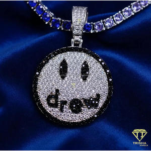 Colgante de Diamante Moissanite con Cara Redonda Personalizado, Plata de Ley 925, Blanco y Negro, Estilo Hip Hop - Product Image 4