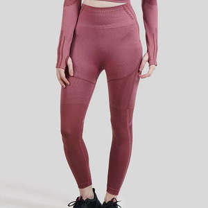 Leggings de yoga sans couture pour femmes de qualité supérieure, durables, taille haute, en coton molletonné tricoté, longueur intégrale, pour le fitness et la gym - Product Image 5