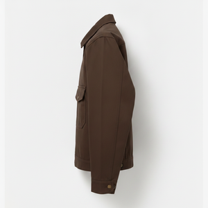 Veste de travail en toile marron pour homme avec fermeture éclair et motif patch sur la manche gauche - Product Image 3