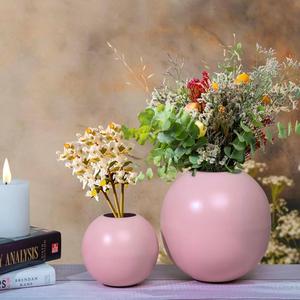 Modern Blue Round Metal Tabletop Flower Vase Easy <b>Portable</b> <b>Table</b> Centerpiece Decorative Vases For Artificial Plants Home Decor - Product Image 2