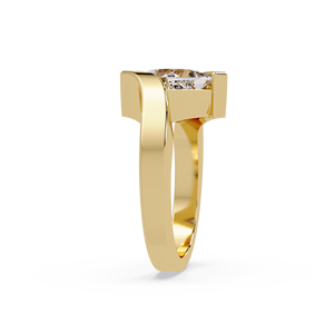Anillo de compromiso de lujo con bisel de tensión, corte princesa, diamante cultivado en laboratorio, oro puro de 14K, joyería de aniversario y boda para hombre - Product Image 3