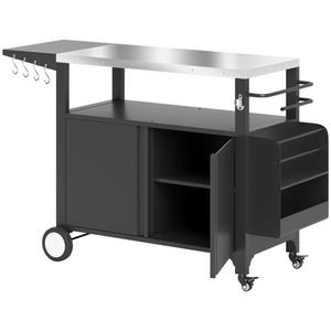 Carrello portaoggetti per barbecue da esterno con griglia e pratico supporto per gli accessori essenziali per la cottura - Product Image 5