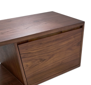 Mueble para TV de Madera de Teca Estilo Moderno de Mediados de Siglo, Acabado en Nogal, Estante Abierto, Almacenamiento para Equipos Multimedia, Mueble Bajo Nórdico para el Hogar - Product Image 3