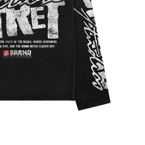 Camiseta de Manga Larga para Hombre, Estilo Urbano, Negra, de Algodón Jersey, con Estampado de Letras, Cuello Redondo, Corte Regular - Product Image 2