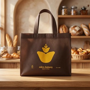 Bolsa de Compras Personalizada de Tela No Tejida, Ecológica y Reutilizable con Logotipo para Panadería, Supermercado y Embalaje Minorista - Product Image 1