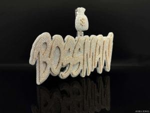 Pendentif Moissanite Boss Man Style Personnalisé en Argent Sterling 925 Massif Plaqué Or Bicolore, Design Sac à Monnaie, Unisexe, Effet Givré, Cadeau - Product Image 3