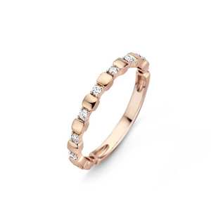 Bague minimaliste en or rose avec diamants – Élégante bague demi-éternité avec diamants ronds brillants pour femme, bijoux en diamants pour tous les jours - Product Image 1