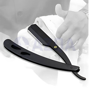 Wholesale Stainless Steel Black Color Coated Barber Folding <b>Razor</b> with <b>Single</b> <b>Blade</b> for Professional Face Shaving Beard Grooming - Product Image 4