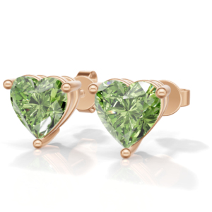 Pendientes de Compromiso Unisex Heerani Jewels, con Peridoto Natural, Plata de Ley 925, Baño de Oro Rosa, Forma de Corazón - Product Image 2