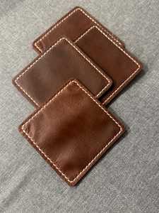 Premium Genuine Leather Coasters for Executive <b>Desk</b> Luxury Table Mat Custom Logo Round Cowhide Cup <b>Pad</b> Set GLC-0094 - Product Image 3