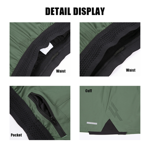 Pantalones Cortos Deportivos 2 en 1 de Secado Rápido para Hombre, Transpirables, con Banda Elástica, Bolsillo Trasero, para Entrenamiento - Product Image 3