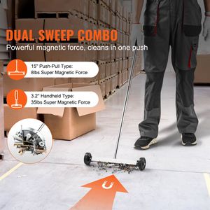 Raccoglitore Magnetico Telescopico da 15 Pollici con Manico Regolabile, Capacità 8 Libbre, Ruote per Spazzare Pavimenti, Spazzatrice Magnetica - Product Image 1