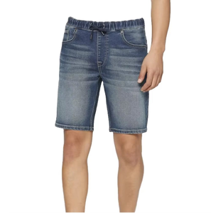Shorts Bermuda en jean pour homme 100 % coton, taille mi-haute, cordon de serrage, style décontracté avec poches, finition délavée - Product Image 2