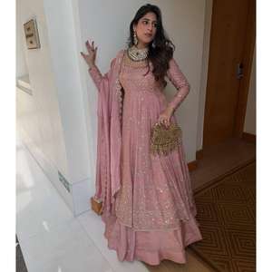 NOUVEAU LEHENGHA CHOLI DUPATTA ELIGENT POUR SOIRÉES, TRAVAIL RICHEMENT GONFLEURÉ, SÉCHAGE RAPIDE, MANCHES LONGUES, INTÉRIEUR EN MICRO COTON, SOIE GMY, TRADITIONNEL - Product Image 1