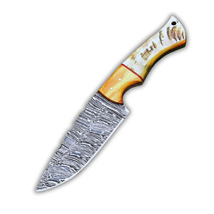 Cuchillo Skinner Hecho a Mano para Camping y Senderismo, Mango de Madera, Hoja Plana, Duradero, Ligero, Funda de Cuero, Acero de Damasco 10 - Product Image 4