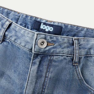 Custom Logo Light Blue Color <b>Denim</b> Jeans Pants <b>For</b> <b>Men's</b> Clothing Midweight Casual Regular Fit Streetwear Sweatpants - Product Image 5