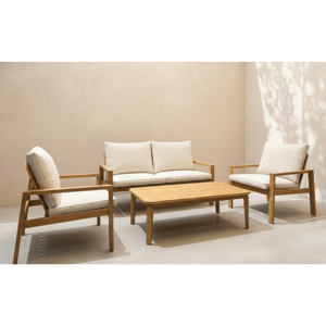 Premium Catarina Outdoor <b>Sofa</b> <b>Set</b> Teakwood Frame UV-Resistant Fabric High-Density Foam Ergonomic Seating for School Living Room - Product Image 3