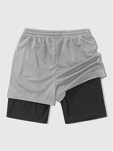 Shorts de sport 2-en-1 pour hommes avec logo personnalisé, sublimation, imprimé croisé, cordon de serrage et doublure intégrée – Style streetwear uni - Product Image 2