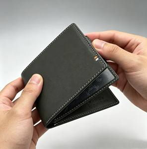 [Top Product] Castello Bi-fold Men's <b>Wallet</b> Genuine Cowhide Soft Leather RFID Short Black Dark Brown Colors Open Polyester - Product Image 3