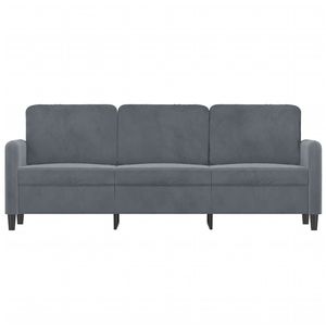 Sofá de 3 Plazas para Sala de Estar en Terciopelo Gris Oscuro, 100% Poliéster con Estructura Metálica Textilene - Product Image 3