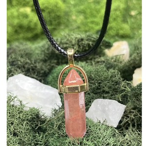 Pendentif en cristal de quartz fraise en gros, pierre précieuse naturelle, thème féerique, décoration d'intérieur, cadeau - Product Image 1
